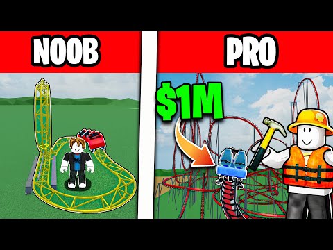 NOOB VS PRO $1,000,000 Roller Coaster Build Battle Challenge in Roblox!