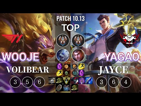 T1 Wooje Volibear vs JDG Yagao Jayce Top - KR Patch 10.13