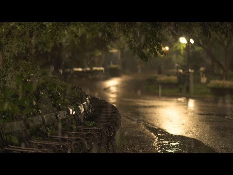 🎧 Soothing Gentle Rain in the Old Park at Night - 10 Hours for Relaxation and Sleep