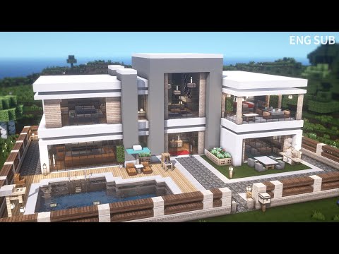 Minecraft: How To Build a Large Modern House Tutorial (#17) |  Minecraft architecture, modern house, interior