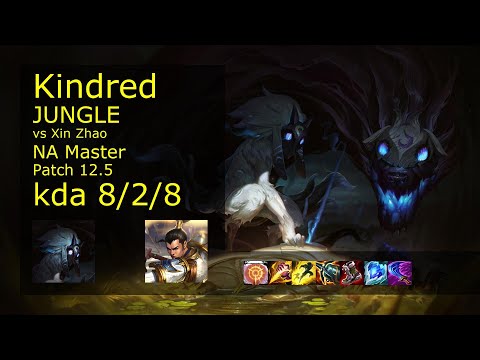 Kindred vs Xin Zhao Jungle - NA 8/2/8 Patch 12.5 Gameplay
