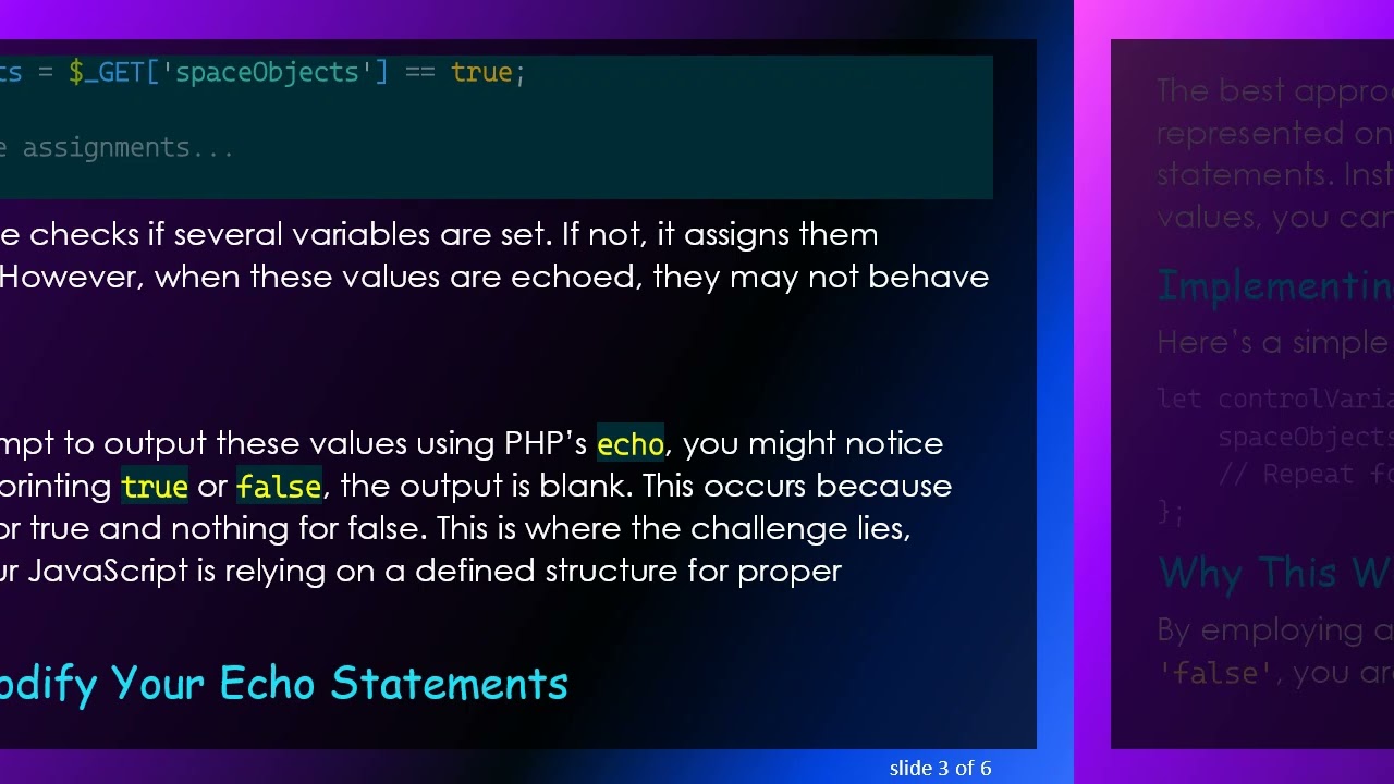 Resolving the boolean Assignment Issue in PHP: How to Ensure Echos Output Correctly