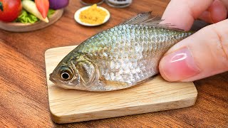 🐳Fishing and Make Steamed Fish Thai Style At Cute Miniature Kitchen with Mini Yummy 🍳 ASMR Cooking