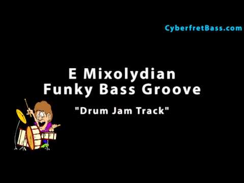 Funky Bass Groove in E Mixolydian - Drum Jam Track