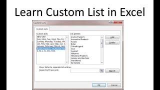 Learn Custom List in Excel || Create list for frequent uses || Time Saving trick