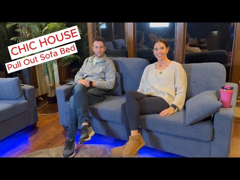 CHIC HOUSE Pull Out Sofa Bed Queen sized with lights & cup holders! #sofa #bed #furniture #sofabed