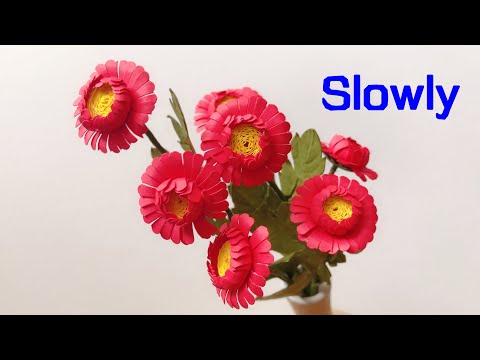 ABC TV | How To Make Mini Gerbera Flower With Shape Punch (Slowly)- Craft Tutorial