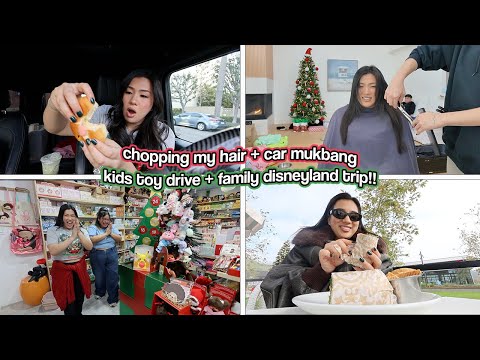CHOPPING MY HAIR!! Car Mukbang & Kids Toy Drive!!