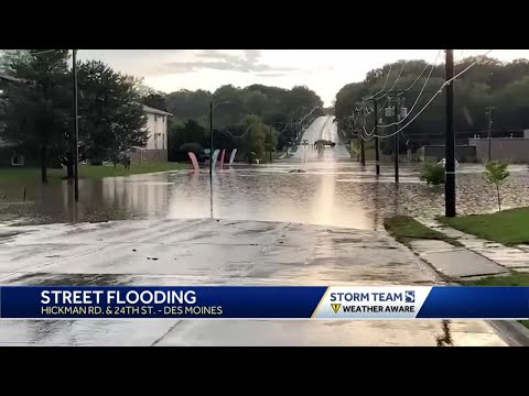 Des Moines streets flooded after severe weather