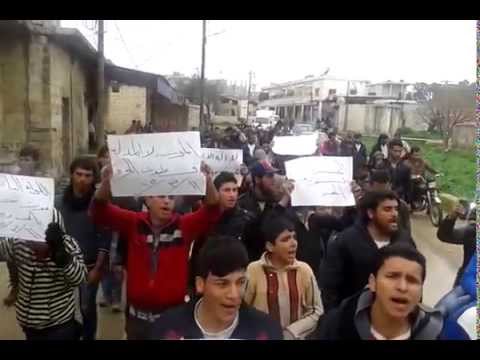 مظاهرة في قرية قسطون في ريف حماة تندد بجبهة النصرة وتطالب بإطلاق سراح عبد الله قنطار