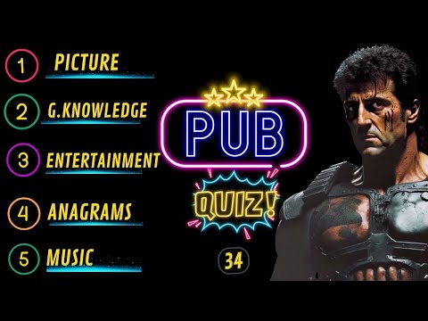 Virtual Pub Quiz Showdown: Test Your Knowledge! Pub Quiz 5 Rounds. No 34