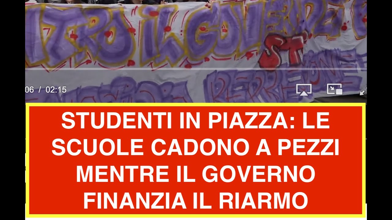 STUDENTI IN PIAZZA: LE SCUOLE CADONO A PEZZI MENTRE IL GOVERNO FINANZIA IL RIARMO