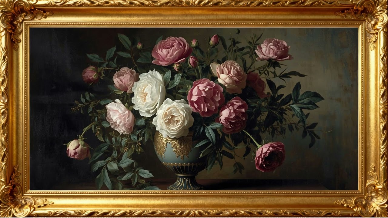 Vintage Floral Beauty – 4K Painting Wallpaper for Modern Homes | 4K Frame TV Art
