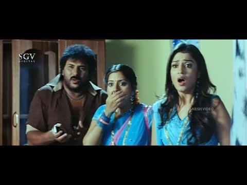 Lover Kissing Jaggesh in Front of Wife | Ravichandran | Pooja Gandhi| Nee Tata Naa Birla Movie Scene