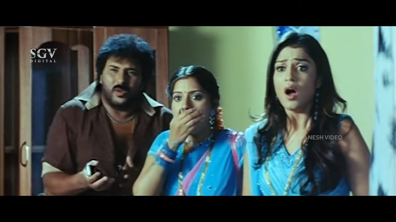 Lover Kissing Jaggesh in Front of Wife | Ravichandran | Pooja Gandhi| Nee Tata Naa Birla Movie Scene