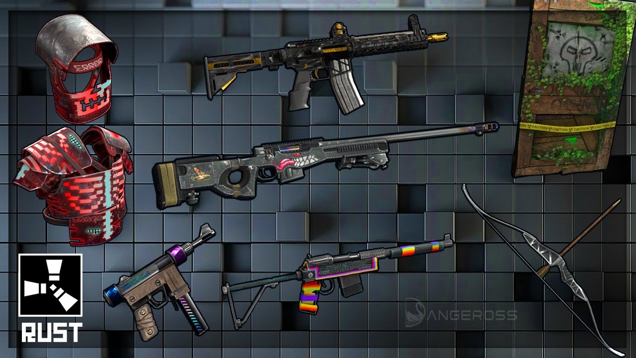 Rust Skins Preview - Bombshell L96 Obsidian LR Corrupted Helmet Corrupted Vest Shimmering Custom SMG