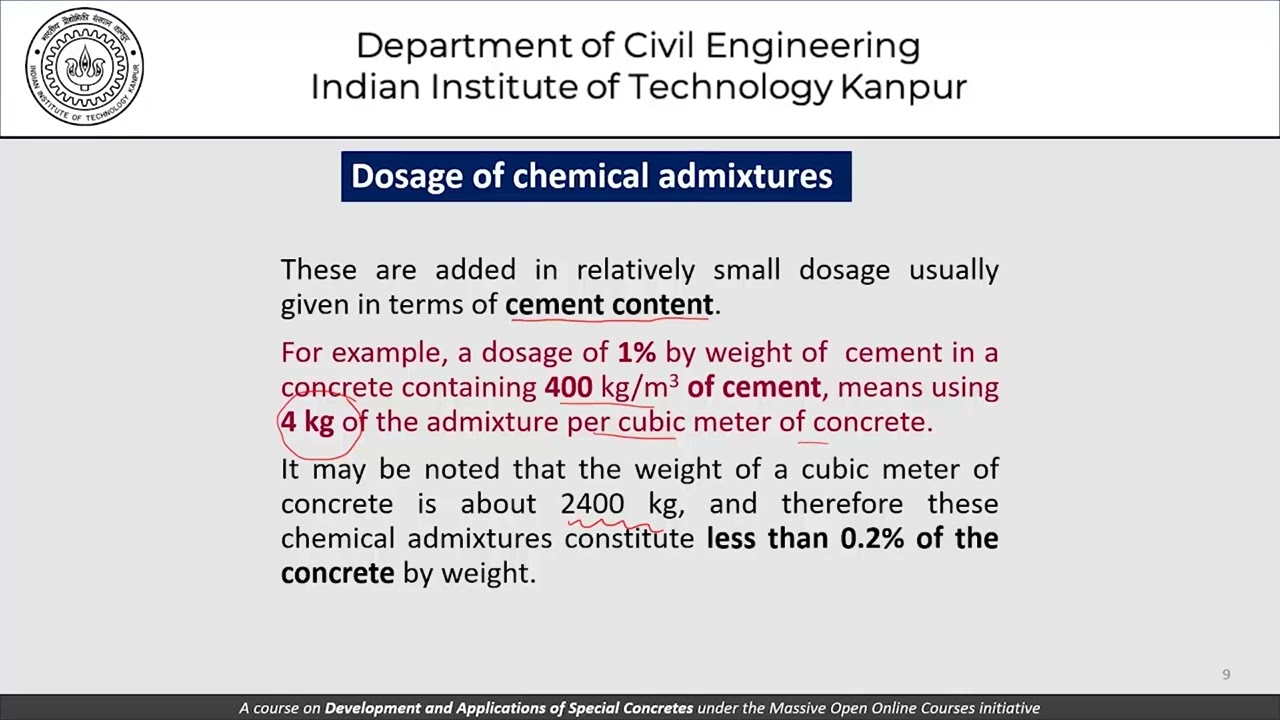 Lecture 9: Admixtures in concrete