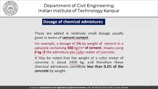 Lecture 9: Admixtures in concrete