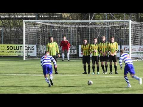 Curling Free Kick #Goal - #Amateur #footy - Ball Curving away from Diving Keeper