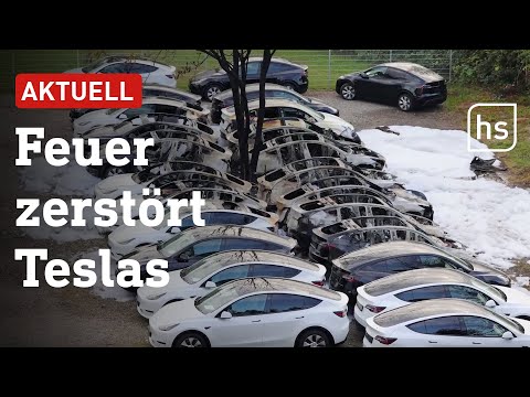 500.000 Euro Schaden: E-Autos bei Autohändler in Frankfurt-Fechenheim ausgebrannt  | hessenschau