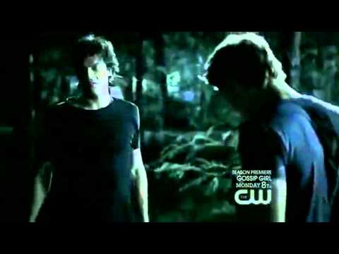The Vampire Diaries season 3 episode 2 Damon fights Ray the hybrid & Stefan saves Damon.