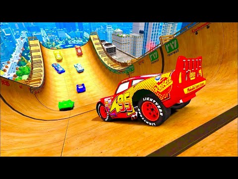GTA 4 Lightning McQueen Mega Ramp Jump Testing  | GTA IV Cars Mod