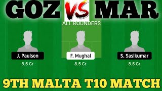 GOZ vs MAR Dream11 Prediction|GOZ vs MAR Dream11 Team| GOZ vs MAR Dream11|goz vs mar t10 match today