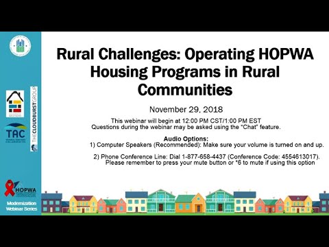 HOPWA Modernization Webinar Rural Challenges Operating HOPWA Housing Programs in Rural Communities