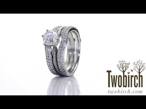 0.51ct. Round Double Row Pave Set Curved Ring Guard - TwoBirch TB-GUARD-0043-WG-H