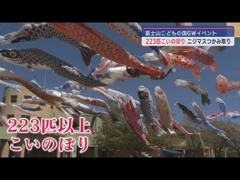 YouTube Video ニジマスのつかみ取りと「ふじさん」にちなんだ223匹以上のこいのぼりが人気 静岡・富士市「富士山こどもの国」