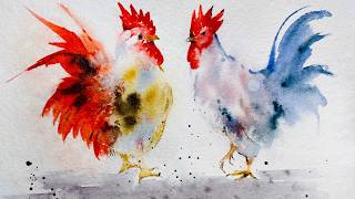 How to Paint an cock in Watercolor | Step by Step Tutorial