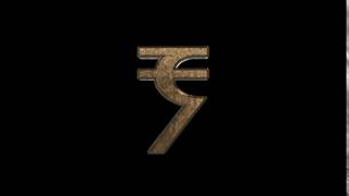 Ultra HD 3D Raa Indian currency symbol loop royalty free stock footage. copyrights free