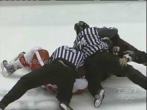 Kopecky vs Beauchemin Fight - Wings Ducks Game 4 - May 7 2009