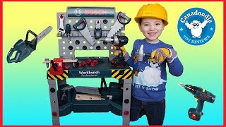 Bosch Mini Werkbank Professionele speelgereedschappen voor kinderen uitpakken fantasiespel met Canadoodle