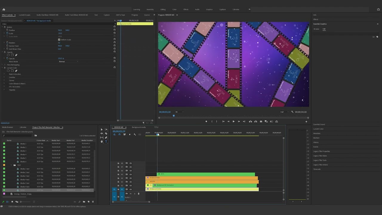 How to edit the Film Roll Memorie Collection in Premiere Pro