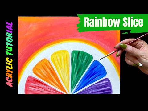🌈 EP161- 'Rainbow Slice' easy citrus slice rainbow acrylic painting for June LGBTQIA Pride Month