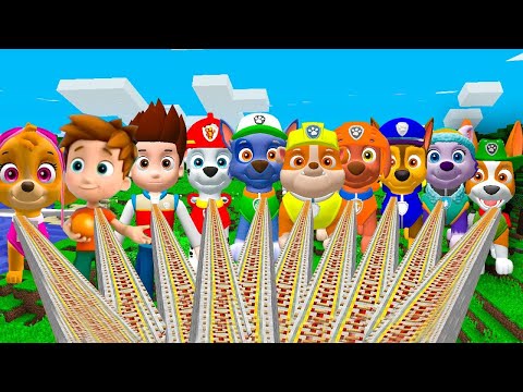 I Found new SECRET TUNNELS of ALL PAW PATROL RYDER MARSHALL CHASE in Minecraft !
