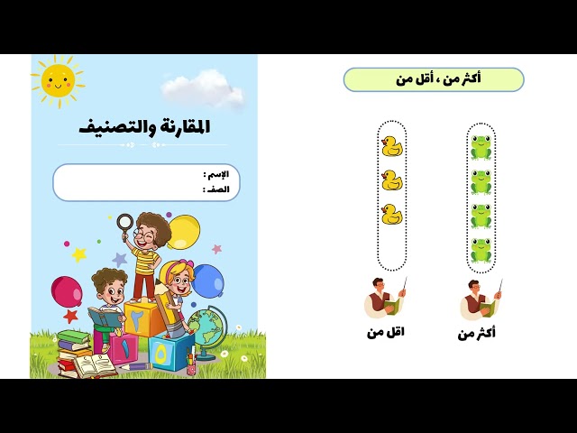 مطوية المقارنة والتصنيف الصف الأول ابتدائي الرياضيات -الفصل الدراسي الآول
