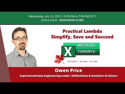 MS Excel Toronto Meetup  -  Practical Lambda -  Owen Price