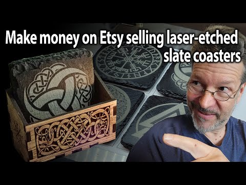 Make money on Etsy selling laser-etched slate coasters