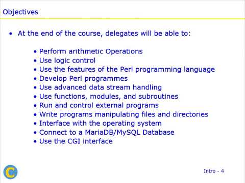 Perl Programming Course Outline