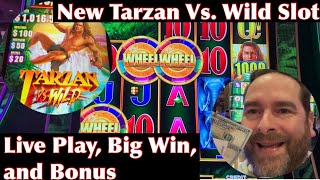 Live Play, Big Win, and Wheel Bonus on New Slot Tarzan Vs. Wild Video Video