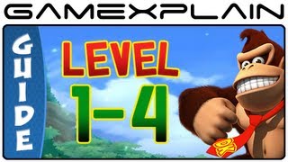 Donkey Kong Country Returns 3D: Sunset Shores 1-4 (Puzzle Pieces, KONG Letters Guide, Walkthrough)