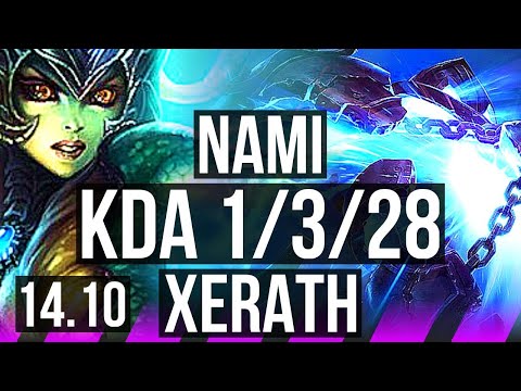 NAMI & Lucian vs XERATH & Jhin (SUP) | Rank 7 Nami, 1/3/28 | NA Grandmaster | 14.10
