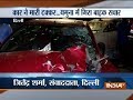 Biker falls into Yamuna after being hit by a speeding car in Delhi