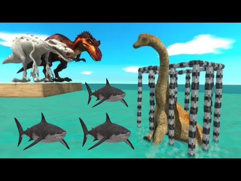 Evolved Dinosaurs to the Rescue - T Rex and Spinosaurus Rescue Herbivorous Dinosaurs
