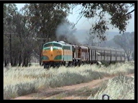 Australian streamliner  diesel locomotives 4490 & 4201 with 4520 - Manildra tour - November 1995