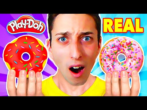 Making Food out of Play-Doh! Learn How To Make Diy Edible Candy vs Real Squishy Food Challenge