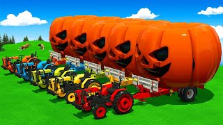 HALLOWEEN is HERE! TRANSPORT & LOAD GIANT PUMPKINS WITH LIZARD MINI TRACTORS in Farming Simulator 25