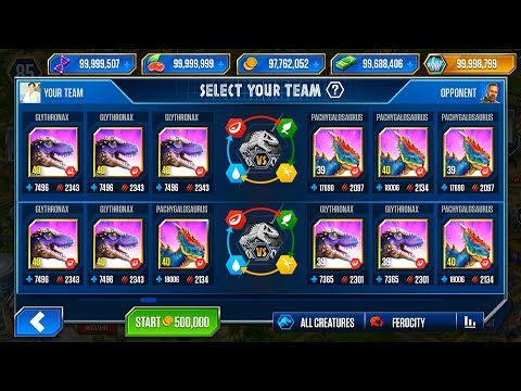 GLYTHRONAX vs PACHYGALOSAURUS | JURASSIC WORLD THE GAME